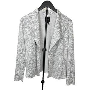 Nic + Zoe Cardigan Blazer Women’s Sz M Gray & White Leopard Print Jersey Knit